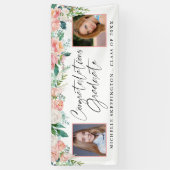Banderoles Graduation Blush Rose Floral Script manuscrit (Vertical)
