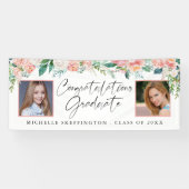 Banderoles Graduation Blush Rose Floral Script manuscrit (Horizontal)