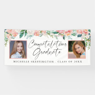 Banderoles Graduation Blush Rose Floral Script manuscrit