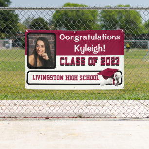 Banderoles Graduation cardinale en vinyle rouge et blanc