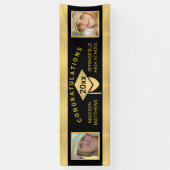 Banderoles Graduation Chic Gold Félicitations Photo (Vertical)