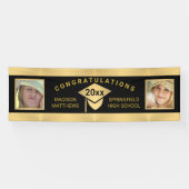 Banderoles Graduation Chic Gold Félicitations Photo (Horizontal)