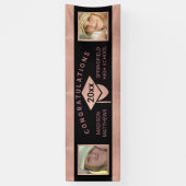Banderoles Graduation Chic Rose Gold Félicitations Photo (Vertical)