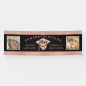 Banderoles Graduation Chic Rose Gold Félicitations Photo (Horizontal)