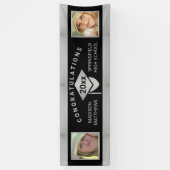 Banderoles Graduation Chic Silver Félicitations Photo (Vertical)