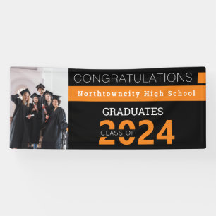 Banderoles Graduation Classe Black Orange Photo Graduation