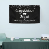 Banderoles Graduation Confetti Brush Script noir et argent (Salon professionnel)