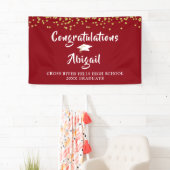 Banderoles Graduation Confetti Brush Script Red Gold (En situation)