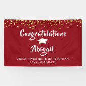 Banderoles Graduation Confetti Brush Script Red Gold (Horizontal)
