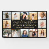 Banderoles Graduation Congrats 12 Photo Collage Black & Gold (Horizontal)