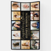 Banderoles Graduation Congrats 12 Photo Collage Black & Gold (Vertical)