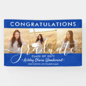 Banderoles Graduation Congrats 3 Photo Collage Royal Blue (Horizontal)