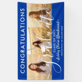 Banderoles Graduation Congrats 3 Photo Collage Royal Blue (Vertical)