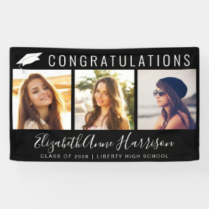 Banderoles Graduation Congratulations Photo Collage Black