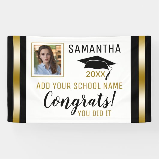 Banderoles Graduation de Black And Gold Congrats (Horizontal)