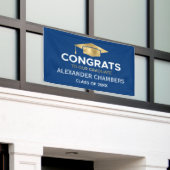 Banderoles Graduation d'or bleu moderne simple (Bâtiment extérieur)