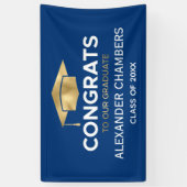 Banderoles Graduation d'or bleu moderne simple (Vertical)