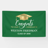 Banderoles Graduation d'or vert moderne simple (Horizontal)