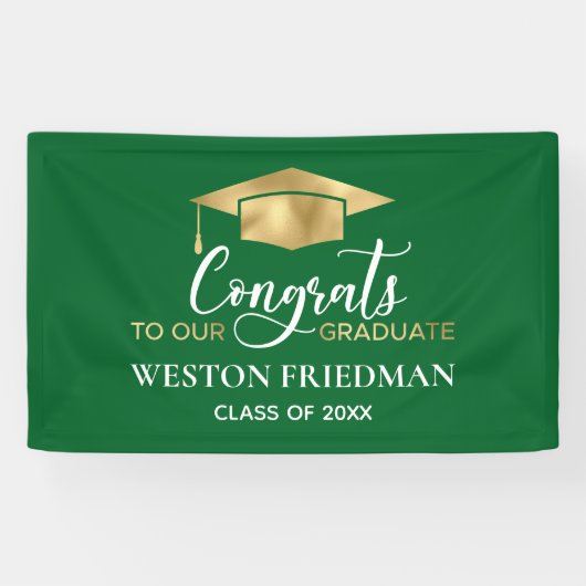 Banderoles Graduation d'or vert moderne simple (Horizontal)