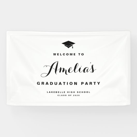 Banderoles Graduation en calligraphie moderne noire (Horizontal)