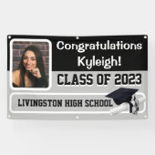Banderoles Graduation en vinyle noir et gris (Horizontal)