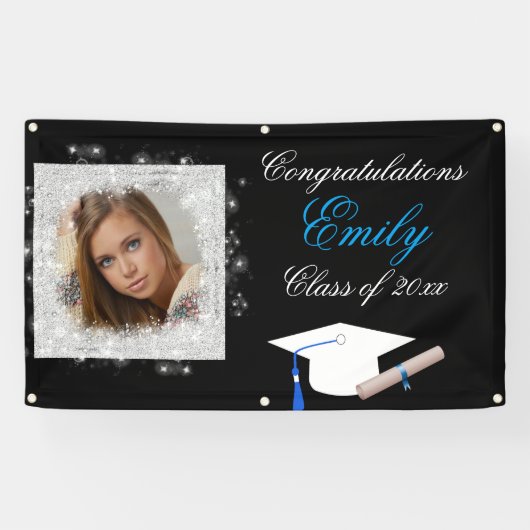 Banderoles Graduation, Faux Sparkling Parties scintillant, Ph (Horizontal)
