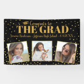 Banderoles Graduation Félicitations 3 Photos Gold Parties sci (Horizontal)