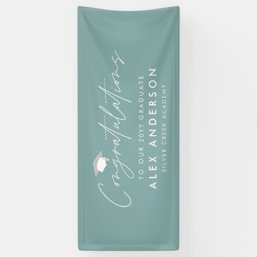 Banderoles Graduation félicitations simple moderne bleu pouss (Vertical)