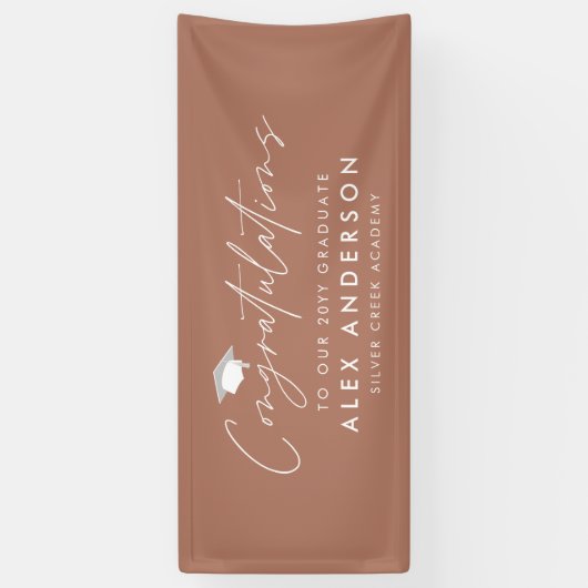 Banderoles Graduation félicitations simple moderne terre cuit (Vertical)