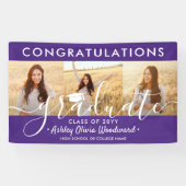 Banderoles Graduation Fêtes 3 Photo Collage Purple & White (Horizontal)