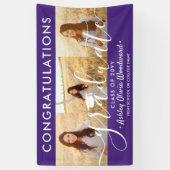 Banderoles Graduation Fêtes 3 Photo Collage Purple & White (Vertical)