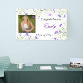 Banderoles Graduation, Floral Violet, Personnalisé (Salon professionnel)