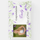 Banderoles Graduation, Floral Violet, Personnalisé (Vertical)