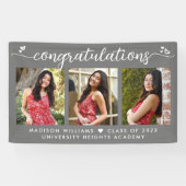 Banderoles Graduation Gris 3 Photo Moderne Calligraphie Coeur (Horizontal)