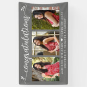 Banderoles Graduation Gris 3 Photo Moderne Calligraphie Coeur (Vertical)