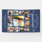 Banderoles Graduation Marine K-12 Modern Script Photo Collage (Horizontal)