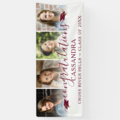 Banderoles Graduation Maroon Félicitations Script 4 Photos (Vertical)