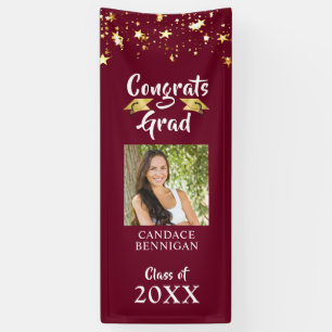 Banderoles Graduation Maroon Gold Stars Brush Script Photo