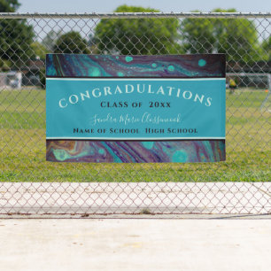 Banderoles Graduation moderne Bleu Or Purple Marbre Bleu Bleu