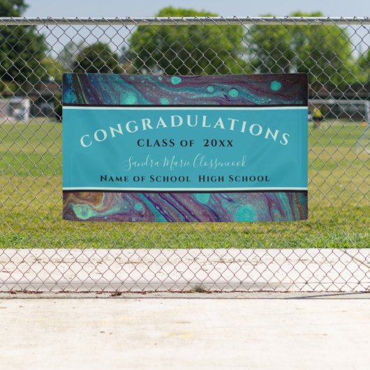 Banderoles Graduation moderne Bleu Or Purple Marbre Bleu Bleu (En situation)