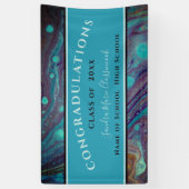 Banderoles Graduation moderne Bleu Or Purple Marbre Bleu Bleu (Vertical)