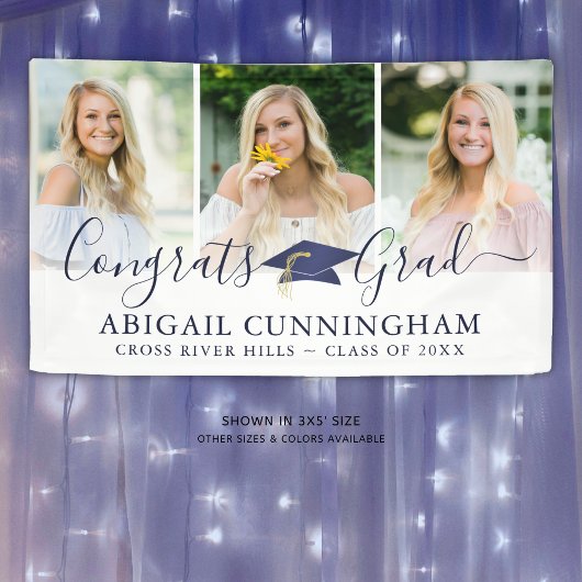 Banderoles Graduation moderne Casquette de la Marine Script 3