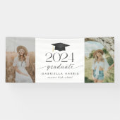 Banderoles Graduation moderne de script noir et blanc (Horizontal)