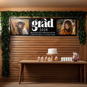 Banderoles Graduation moderne noir et blanc 2 Photo Long