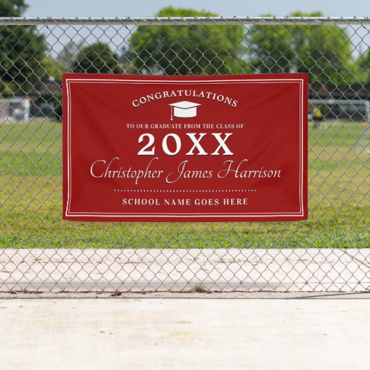 Banderoles Graduation moderne rouge et blanc (En situation)