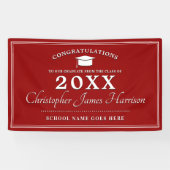 Banderoles Graduation moderne rouge et blanc (Horizontal)