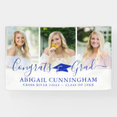 Banderoles Graduation moderne Royal Blue Script 3 Photos (Horizontal)