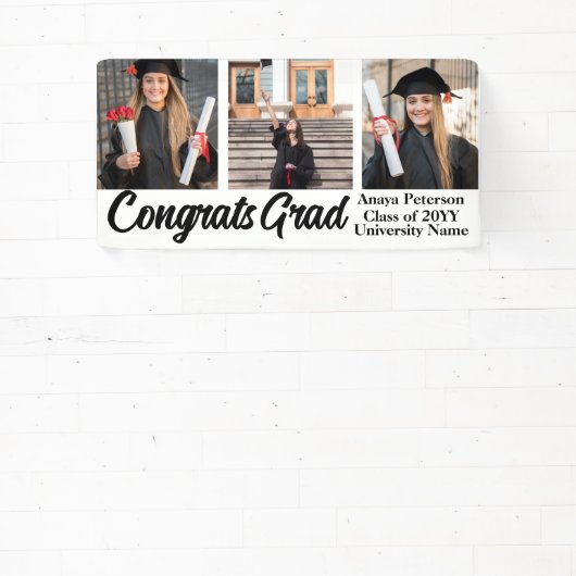 Banderoles Graduation moderne Script 3 Photos Collage (Insitu)