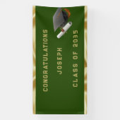 Banderoles Graduation Mortier Commission Vert et Or (Verticale)