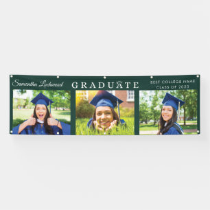 Banderoles Graduation Multi Photo Elegant 2025 Green Party